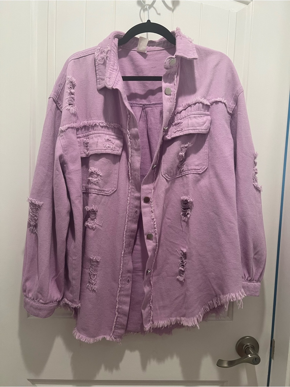 Distressed Lilac Shacket Jacket - Women's